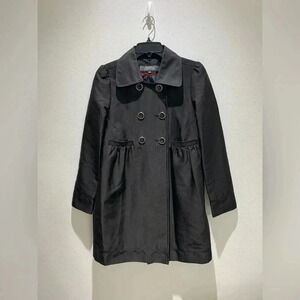 Kenneth Cole Women's Jacket Coat Buttons Pockets Lined Cotton Satin Black Size M